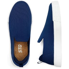 STQ Womens Wide Toe Box Barefoot Shoes Knit Casual Slip on Shoes for Summer