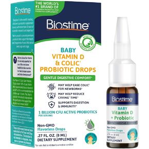 Biostime Baby Vitamin D & Colic Probiotic Drops for Newborns to 3 Years Old | 100% Daily Values Vitamin D for Bone & Immune Support – Eases Colic & Digestion| 32 Serving