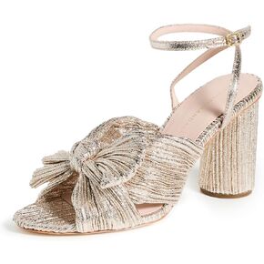 Loeffler Randall Women's Camellia Pleated Knot Heeled Sandals with Ankle Strap