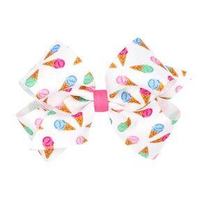 Wee Ones Girls' Beach-themed Grosgrain Hair Bows with Moonstitch Edge and Flamingo Embroidery, Handmade, Medium