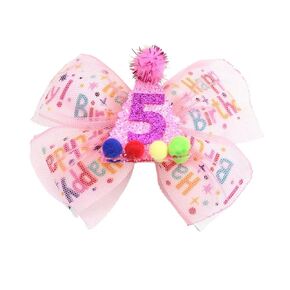 Birthday Hair Bow for Baby Girls 1 2 3 4 5 6 Years Happy Birthday ribbon Bows, Pink Birthday Hat Bows Hair Accessories for Birthday (three)