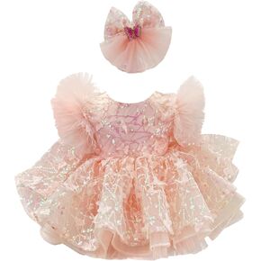 KLFFLGID Baby Girl Pageant Dress Up Flower Girl Dress Butterfly Sequins for Toddler Girls Special Occasion Dress 9M-8Y