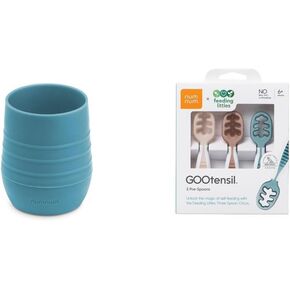 NumNum 2oz Cup, 1 Pack, Blue Plus Feeding Littles, 3 Spoons, Neutrals