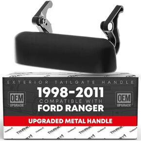 T1A Exterior Rear Tailgate Handle Replacement for 1998-2011 Ford Ranger, Rear Smooth Black OEM Style Finish, Metal Upgraded, T1A XL5Z-9943400-Metal 1L5Z9943400AAA