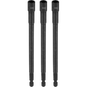 uxcell 3pcs Hex Nut Driver Drill Bit 7mm Metric 6-Point Socket 1/4" Hex Shank Magnetic Setter CR-V Steel Bolt Sockets for Power Drills Impact Drivers, 5.91" (150mm) Long