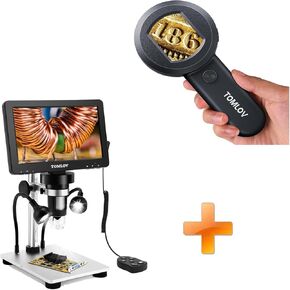 TOMLOV P10 Microscope for Adults Kids, Handheld Coin Magnifier with Light for Error Coins, Collector Portable 100X Jewelers Loupe+DM9