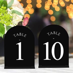 JOYIT Arch Wedding Table Numbers 1-10 with Stands – 5" X 7" Acrylic Mirrored Gold Table Number Holders, Perfect for Wedding Receptions, Parties, Anniversaries, and Events