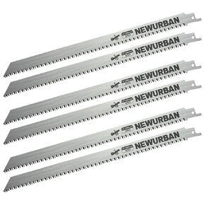 NEWURBAN 6 Pack 12 in (300mm) / 8TPI Stainless Steel Reciprocating Saw Blades for Frozen Meat Bone Food Cutting