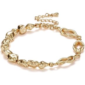 14K Gold Bracelets for Women Trendy, Stackable Link Bracelet, Stainless Gold Plated Chain Bracelet, Gold Fashion Accessories, Dainty Gold Jewelry Gifts for Women