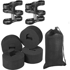 4Pcs Underwater Camera Buoyancy Float Kits & 2Pcs 1'' Aluminum Ball Clamp Mount