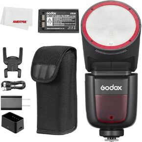 Godox V1 V1N V1 N V1-N TTL Round Head Camera Flash for Nikon,76Ws 2.4G Wireless X System,1.5 sec Recycle Time,1/8000 HSS,480 Full Power Shots,2980mAh Lithimu Battery,10 Level LED Modeling Lamp