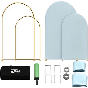 Arch Backdrop Stand Set of 2 with Cover Gold Wedding Arch Stand Balloon Arched Frame for Birthday Party Baby Shower Graduation Ceremony Decoration Arcos para decoracion de Fiestas - Rose