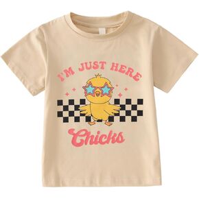 Toddler Boys Girl Easter Shirt Im Just Here Chicks Tshirt Happy Easter Egg Hunt Chick Outfits Baby Chicken Tee Tops