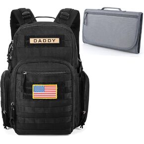 MIRACOL Military Diaper Bag with Changing Pad - Insulated Baby Backpack with Patches for Outdoor Travel Trips - Daddy Diaper Backpack with Waterproof Baby Changing Station for Baby Shower Gifts