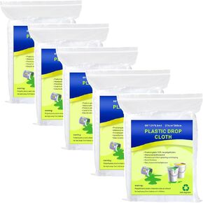 10 Pieces Plastic Drop Sheets for Painting, Waterproof and Dust-Proof Clear Cloth for Furniture Cover, 9x12 Feet Tarps