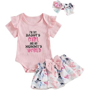 Baby Girl Summer Clothes Rib Knit Romper Jumpsuit Ruffle Sleeve Floral Pattern Shorts Set 3Pcs Headband Outfits