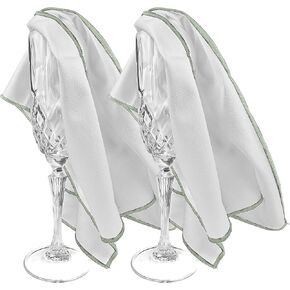 The 2-Pack Premium Microfiber Wine Glass Polishing Cloths, Large Lint-Free Drying Towels for Glasses, Stemware, Glassware, Camera Lenses, 25 Inch X 20 Inch (White, 2 Count)