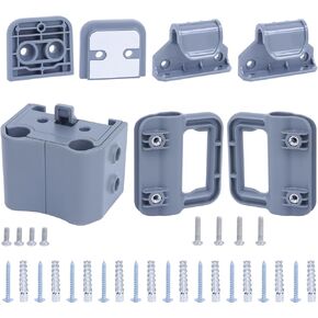 Stair Baby Gate Replacement Parts Kits, Retractable Mesh Gate Parts for Retractable Dog Gate Baby Stair Gate, Adjustable Full Set Wall Mounting Kit with Brackets, Hooks, Latches, Screws (Grey)