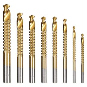 8Pack Drill Bits, 3-10mm Serrated Side Cutting Drill Bit, Impact Drill Bit, Titanium Coated HSS Twist Drill, for Stainless Steel Plastic Metal Wood Hole, Hole Holesaw Tool