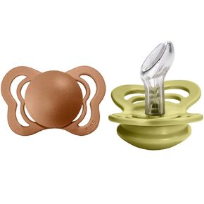 BIBS Pacifiers - Couture Collection | BPA-Free Anatomical Nipple | Silicone | Made in Denmark | Set of 2 Earth/Meadow Color Premium Soothers | Size 6-18 Months