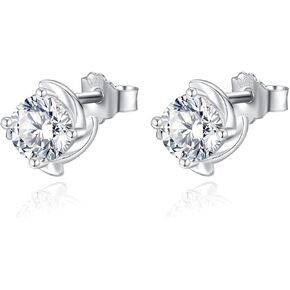 2 * 1ct emerald cut moissanite stud earrings for women, D color VVS1 18K white glod Plated S925 Sterling Silver Flat Back earrings valentine's day jewelry gifts