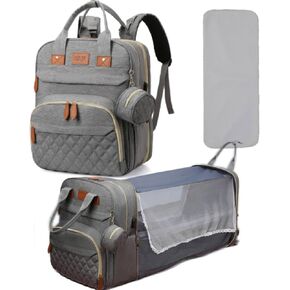 Diaper Bag Backpack, Baby Diaper Bag with Changing Station Multifunctional Travel Pack Baby Bag, Waterproof Large Capacity with USB Charging Port, Gray