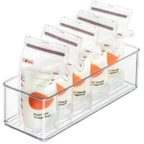 4 PACK Breastmilk Freezer Storage Container, Clear Storge Bins for Breastmilk Storage Bags Freezing Resuable Plastic Milk Yogurt Organizers
