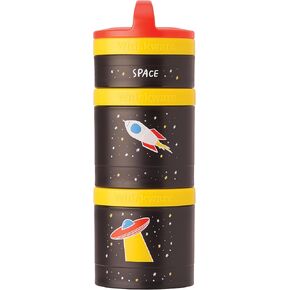 Whiskware Stackable Snack Containers for Kids and Toddlers, 3 Stackable Snack Cups for School and Travel, Space (Pack of 1)
