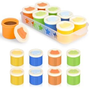 TACGEA 8 Pack Silicone Baby Food Storage Containers with Tray, Reusable Small Storage Jars with Airtight Lids, Freezer Microwave Safe