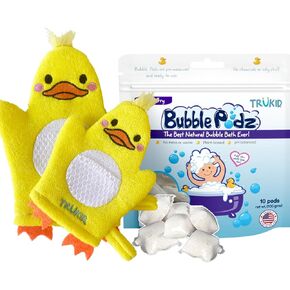 Trukid Yumberry Bubble Podz & Bubbleglove مجموعة - قرون حمام الفقاعات مع قفازات غسيل للأطفال والأطفال الصغار