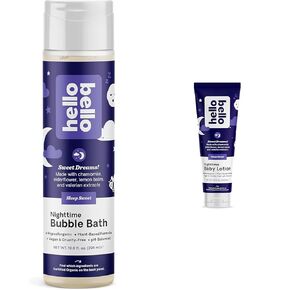 Hello Bello Baby Bubble Bath & Lotion Bundle - Sleep Sweet Scented Gentle Formula with Floral, Lemon & Coconut Hints - 10 fl oz & 8.5 fl oz