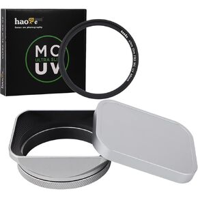 Haoge LH-X200S Square Metal Lens Hood with 49mm Ultra Slim MC UV for Fuji x100v x100f x100t Camera