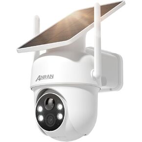 ANRAN 2K Solar Security Cameras Wireless Outdoor, 2.4G WiFi Camera for Home Security with Fixed Solar Panel, 360° PTZ for Home Surveillance, PIR Human Detection, 3MP Color Night Vision, 2-Way Talk