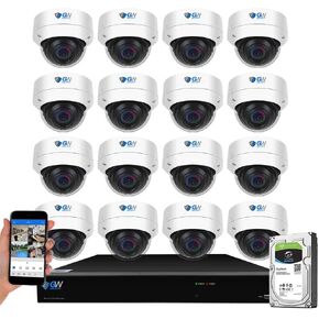 GW Security 32 Channel 12MP 4K @30FPS Face Recognition Human/Car Smart AI Detection PoE Security Camera System with 16 x 12MP (4000x3000P) IP Color Night Vision Waterproof Microphone AI Dome Cameras