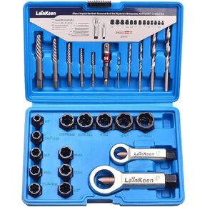 LainKeen 26PCS Impact Nut/Bolt Removal Drill Bit Kit, Screw Extractors, Nut Splitter Cracker Set, Bolt Extractor Tool Set For Damaged Rusted Screws, Bolts And Fittings