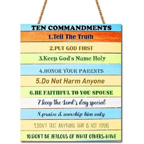 The Ten Commandments Kid Bible Wooden Hanging Decor,Christian Child Inspirational Wall Art,Religious Wall Decor Gifts For Kids,Christian Wall Art for Nursery Classroom Bedroom