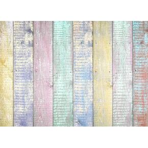 LYWYGG 7x5ft Colorful Rustic Wood Fence Wall Texture Easter Photography Backdrops Paint Child Baby Shower Birthday Party Background CP-146