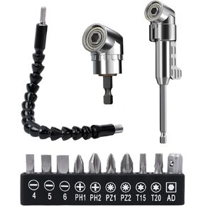 105 Degree Right Angle Drill Adapter, 2025 New Right Angle Head Drill Driver Extension Bit Power Screwdriver Socket Adapter, Corner Tool Screw Hub with Multi-function Bend Screwdriver Bit