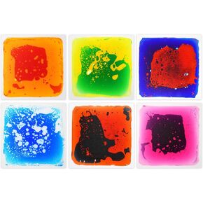 Gift Boutique Sensory Floor Tiles 6 Square Liquid Mat Colorful 12 Inches by 12 Inches for Kids Play Activity Mats Toddler Classroom with Anti Slip Backing