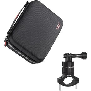HSU Large Carrying Case and Aluminum Mountain Bike Handlebar Mount for GoPro