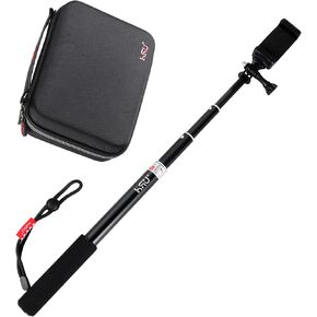 HSU Large Carrying Case and Extendable Selfie Stick for Action Camera
