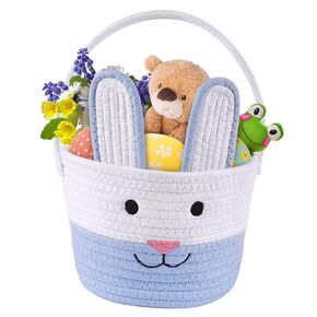 LOOIKOOS Baby Easter Baskets for Kids with Handle,Empty Bunny Egg Basket, Easter Baskets for Boys, Girls, Toddler, Babies, Infant gifts basket Personalized