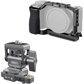 SIRUI ZV-E10 Camera Cage with Silicone Grip and HDMI Cable Clamp and Camera Monitor Holder with NATO System Mount Bundle