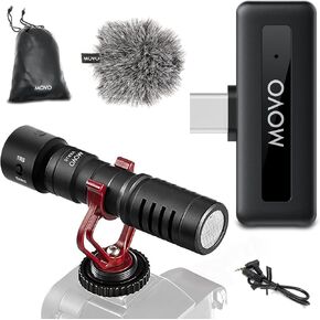 Movo VXR10 Shotgun Mic with WM-VXR10 Wireless Adapter for USB-C Devices