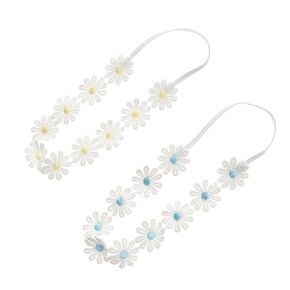 2PCS Baby Girl Lace Flower Headband Soft Elastic Hair Bands Cute Floral Headpiece for Baby photography (Yellow,Pink, 14.96 Inch)