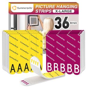 Picture Hanging Strips Heavy Duty XL, 20Pairs/40Strips A+B Hook and Loop Picture Hangers,Removable Damage Free Hanging Poster Hangers,Adhesive Tape Wall Strips, X-Large Poster Hanger Hanging Strips