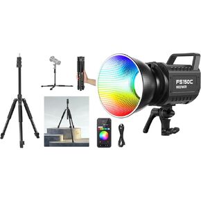 NEEWER FS150C 130W RGB LED Video Light and ST195 Photography Light Stand Kit， APP/2.4G Control 17 Effects, 2500-7500K 19800lux/1m COB Continuous Lighting Output Bowens Spotlight for Studio Shooting