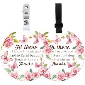PLIGREAT 2 Sets Please Don't Touch or Kissing Baby Sign for Newborn Baby Girl Boy Baby Watercolor Flowers Butterflies No Touching Reminder Signage for Baby Carrier Car Seat Stroller Hanging Sign Tag