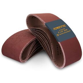 أحزمة الصنفرة Powertec 110431 3 × 21 بوصة ، 5 كل منها من 40/60/80/120 فليت ، 20pk ، حزام صنفرة حزام أكسيد الألومنيوم لتلوين الحزام المحمولة ، وصنفد الخشب والطلاء ، وتلميع المعادن
