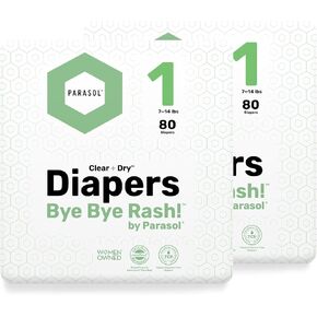 Parasol Co Clear+Dry Natural Disposable Diapers and Wipes, Size 2 (10-18 lbs) 216 Count
